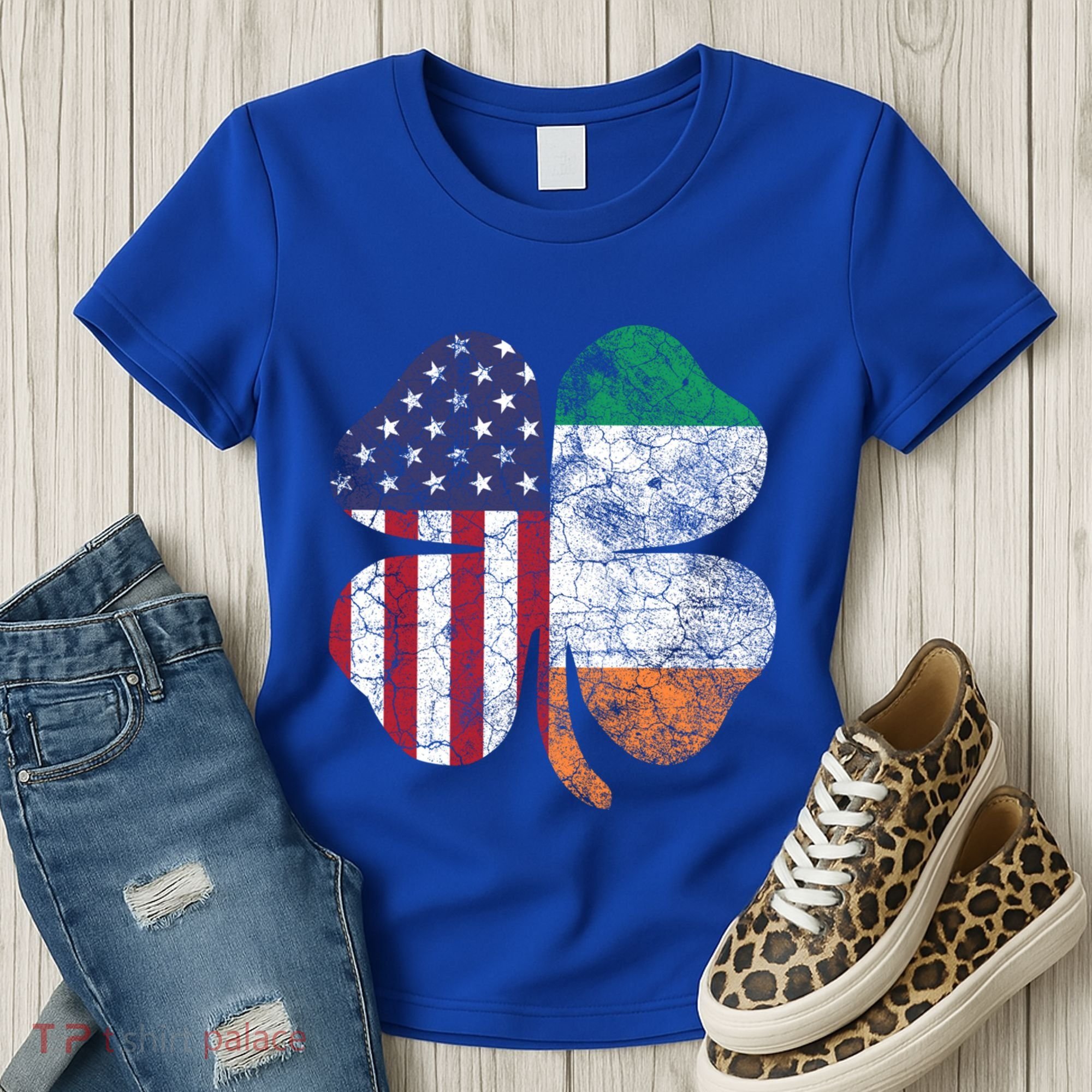 St Patricks Day Irish American Flag Ireland Shamrock Paddys Gift Women's T-Shirt