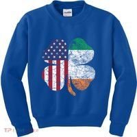 St Patricks Day Irish American Flag Ireland Shamrock Paddys Gift Kids Sweatshirt thumb 0
