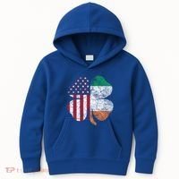 St Patricks Day Irish American Flag Ireland Shamrock Paddys Gift Kids Hoodie thumb 0