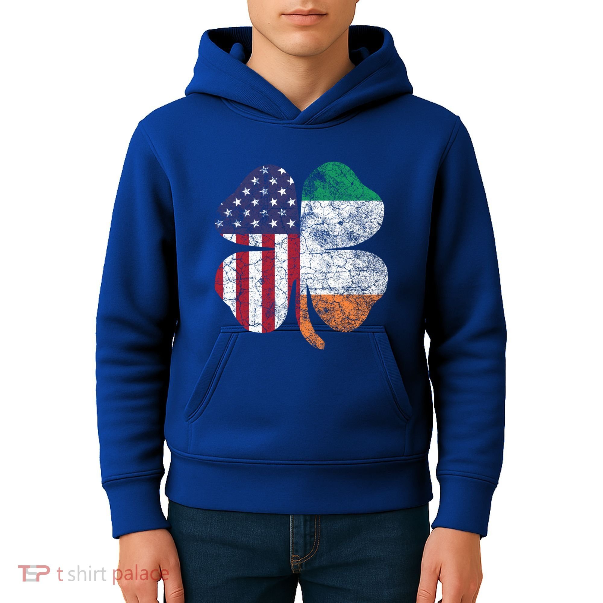 St Patricks Day Irish American Flag Ireland Shamrock Paddys Gift Kids Hoodie