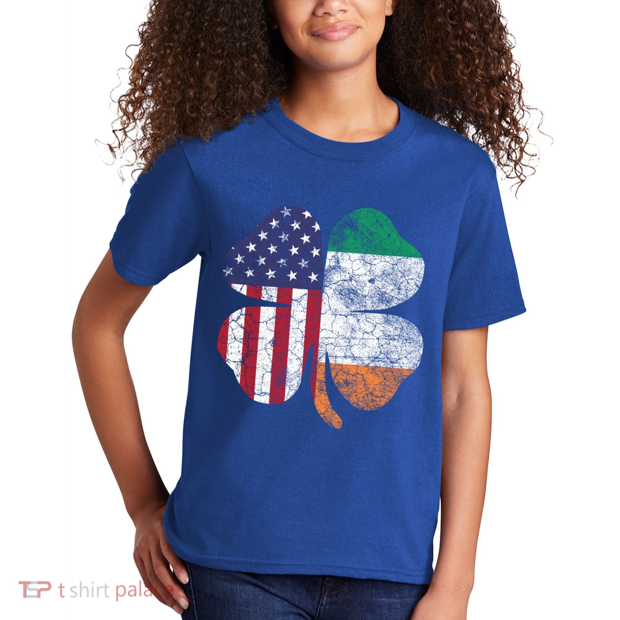 St Patricks Day Irish American Flag Ireland Shamrock Paddys Gift Kids T-Shirt