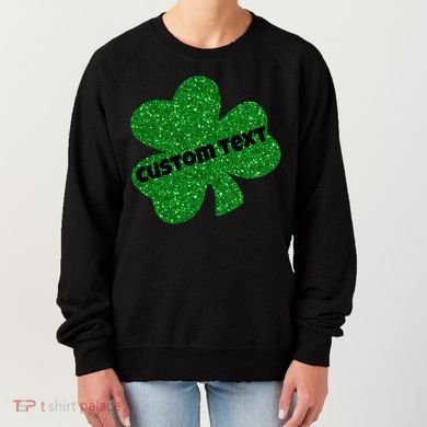 St. Patrick's Day Teacher Ms Mrs Personalized Name Green Glitter Women's Sweatshirt