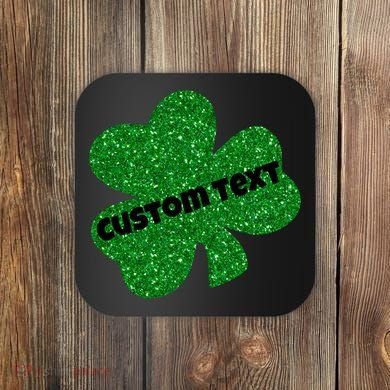 St. Patrick's Day Teacher Ms Mrs Personalized Name Green Glitter Coaster