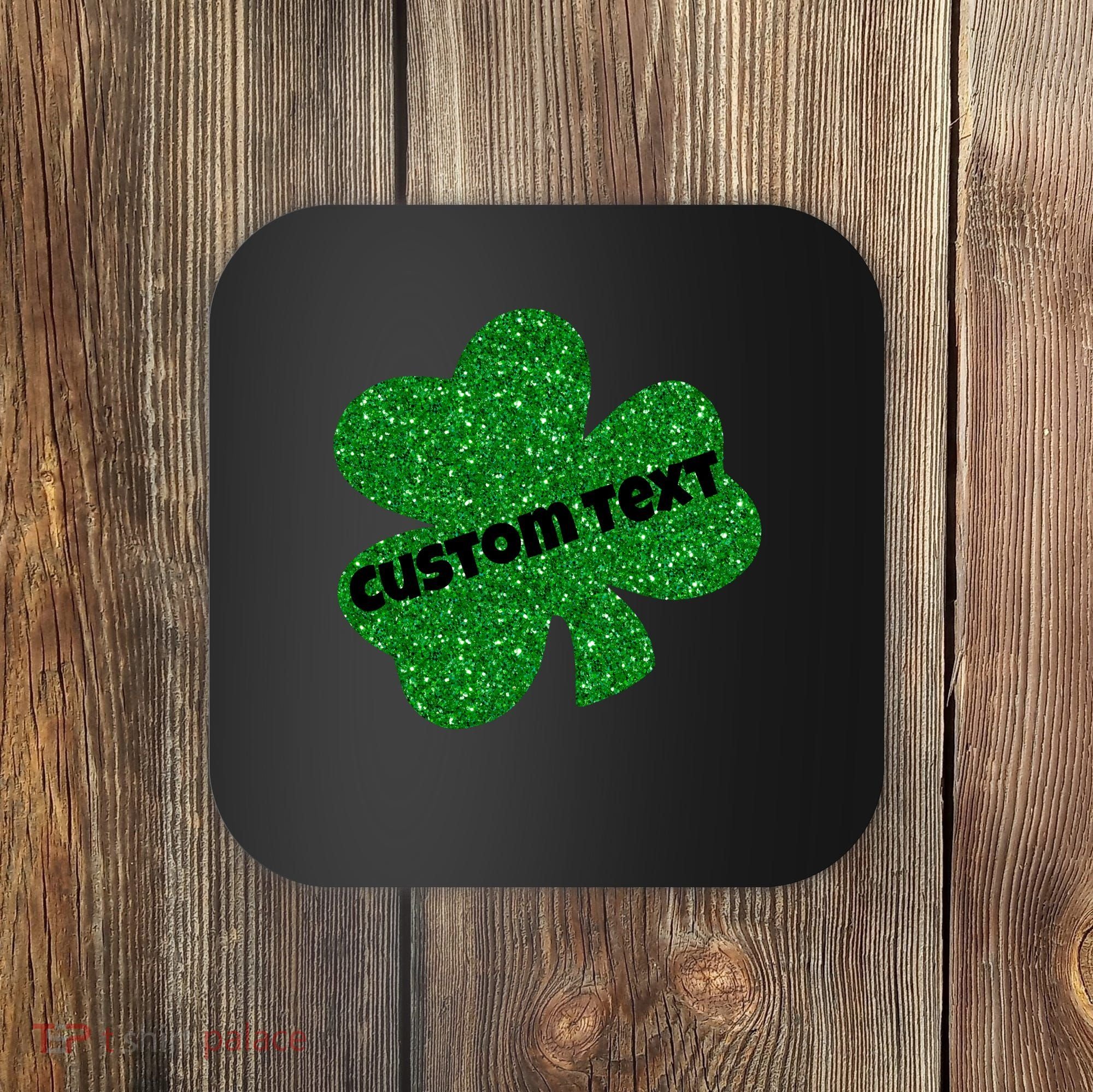 St. Patrick's Day Teacher Ms Mrs Personalized Name Green Glitter Coaster