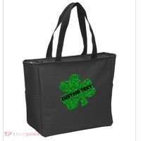 St. Patrick's Day Teacher Ms Mrs Personalized Name Green Glitter Tote Bag thumb 2