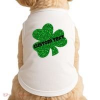 St. Patrick's Day Teacher Ms Mrs Personalized Name Green Glitter Doggie Tank thumb 0