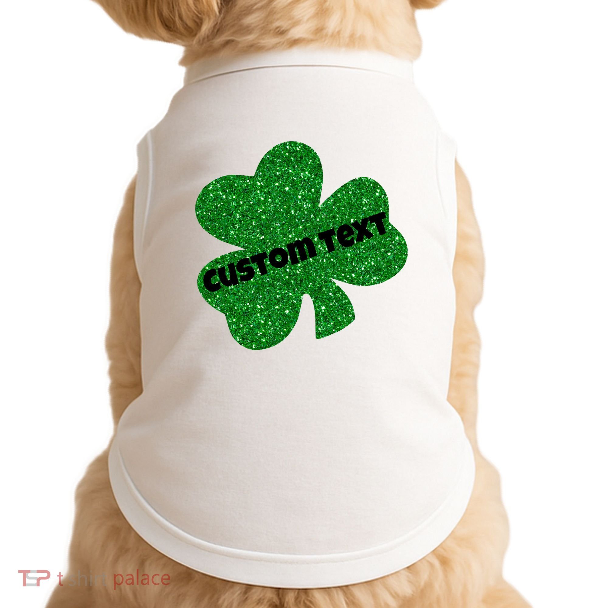 St. Patrick's Day Teacher Ms Mrs Personalized Name Green Glitter Doggie Tank