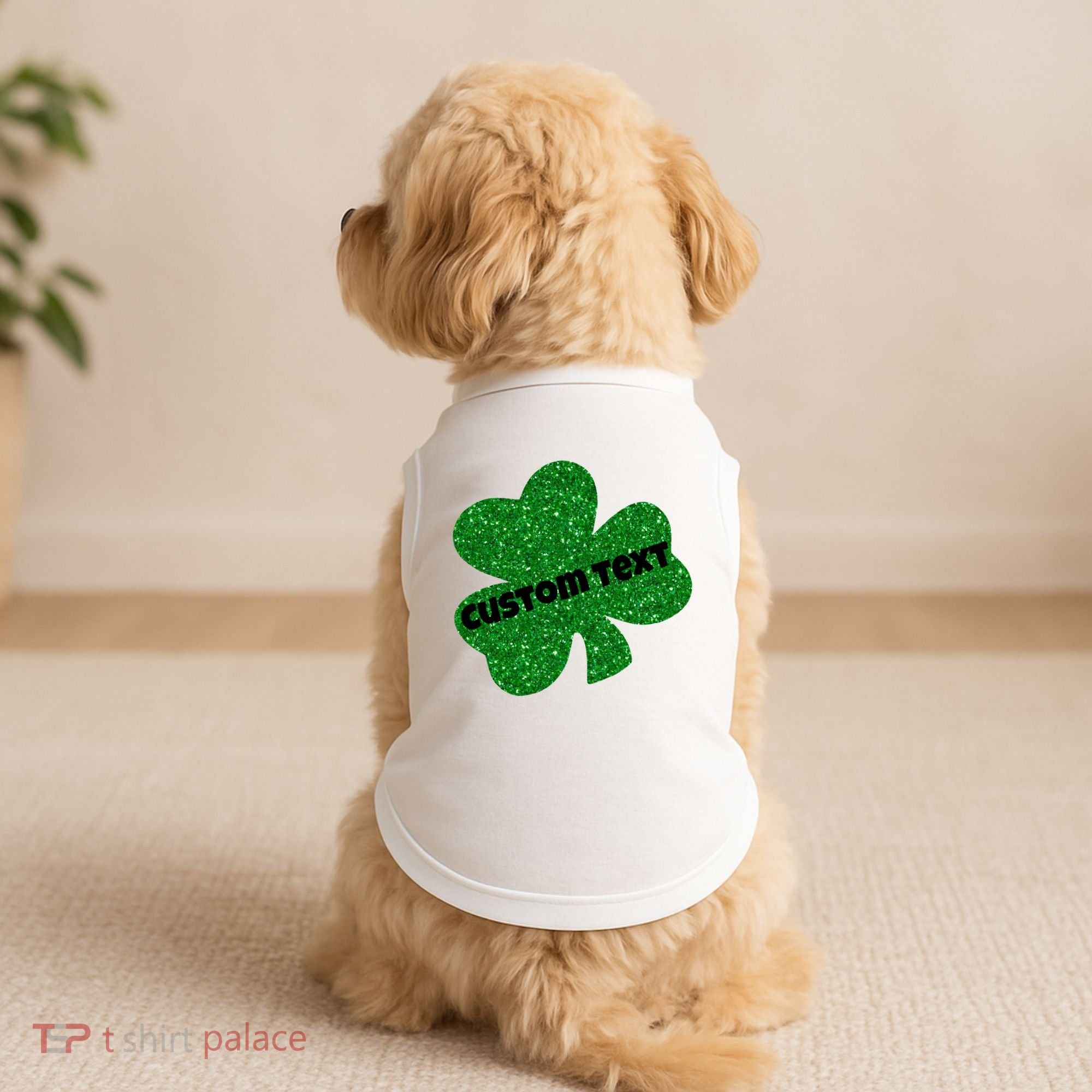St. Patrick's Day Teacher Ms Mrs Personalized Name Green Glitter Doggie Tank