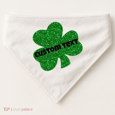 St. Patrick's Day Teacher Ms Mrs Personalized Name Green Glitter USA-Made Doggie Bandana