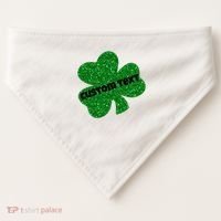 St. Patrick's Day Teacher Ms Mrs Personalized Name Green Glitter USA-Made Doggie Bandana thumb 0
