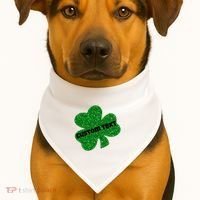 St. Patrick's Day Teacher Ms Mrs Personalized Name Green Glitter USA-Made Doggie Bandana thumb 1