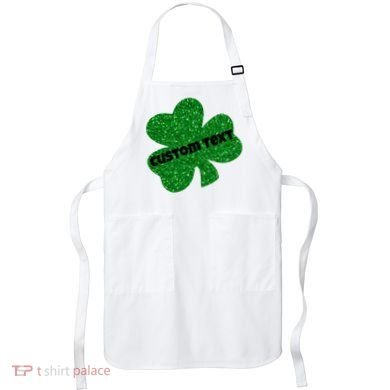 St. Patrick's Day Teacher Ms Mrs Personalized Name Green Glitter Apron