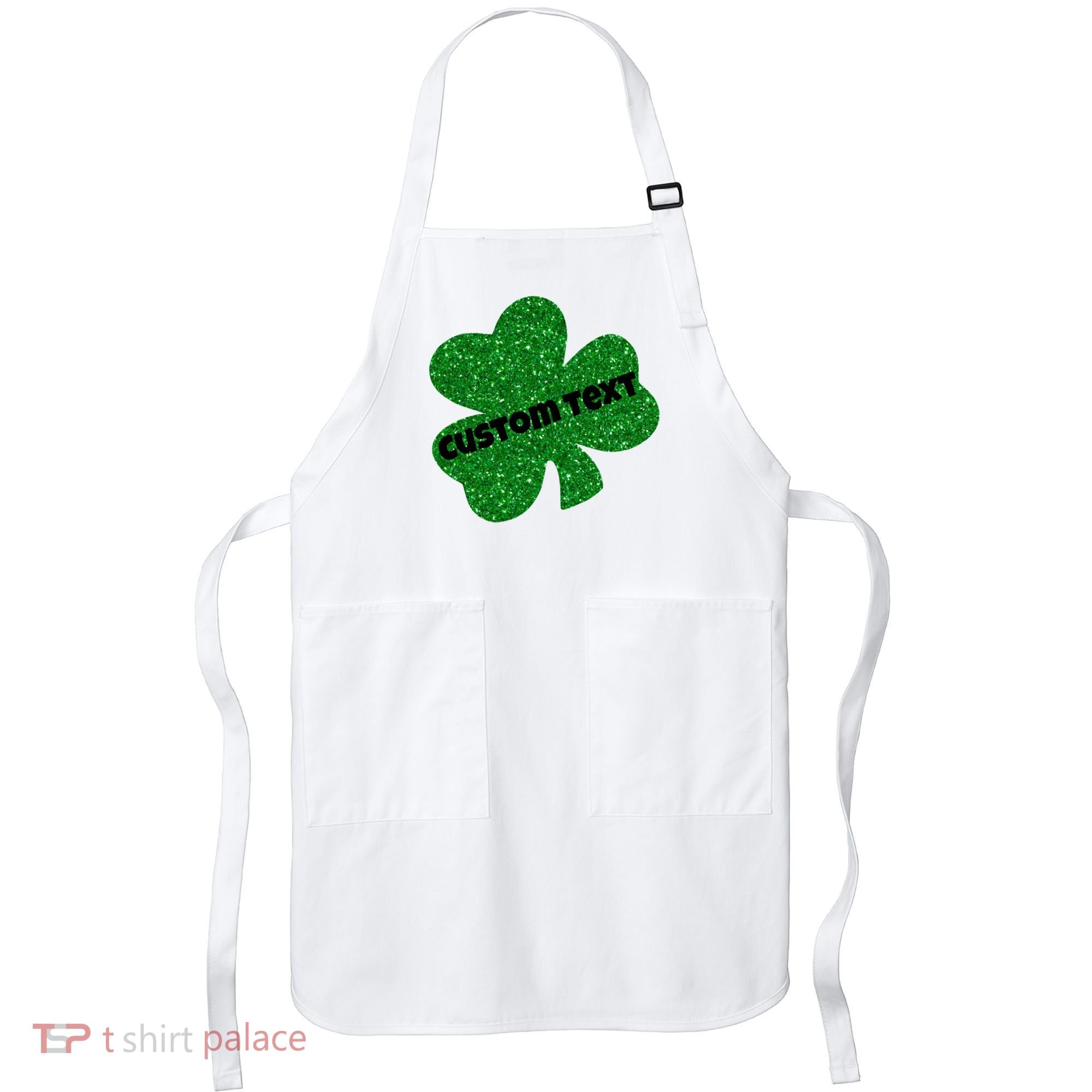 St. Patrick's Day Teacher Ms Mrs Personalized Name Green Glitter Apron