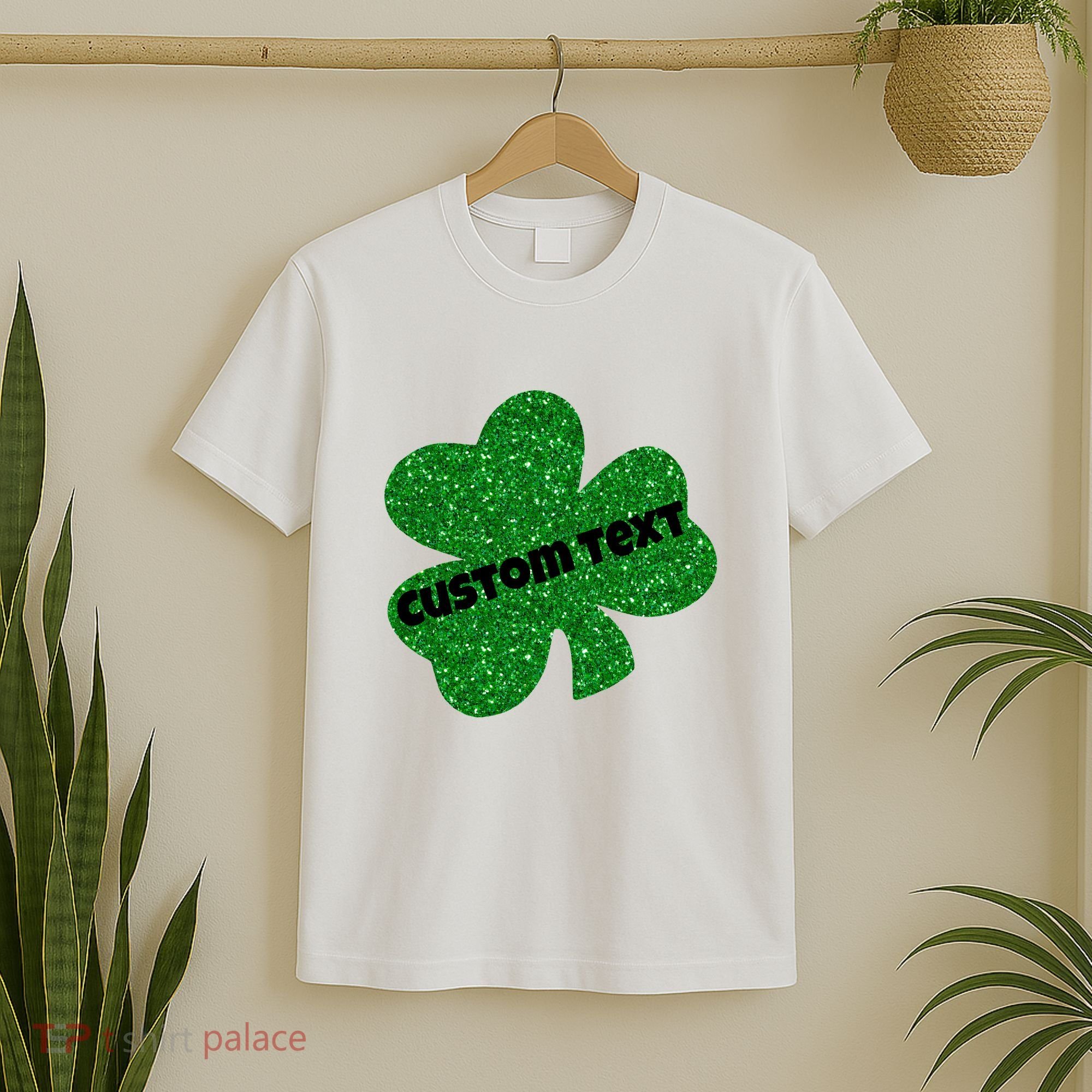 St. Patrick's Day Teacher Ms Mrs Personalized Name Green Glitter T-Shirt