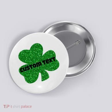 St. Patrick's Day Teacher Ms Mrs Personalized Name Green Glitter Button