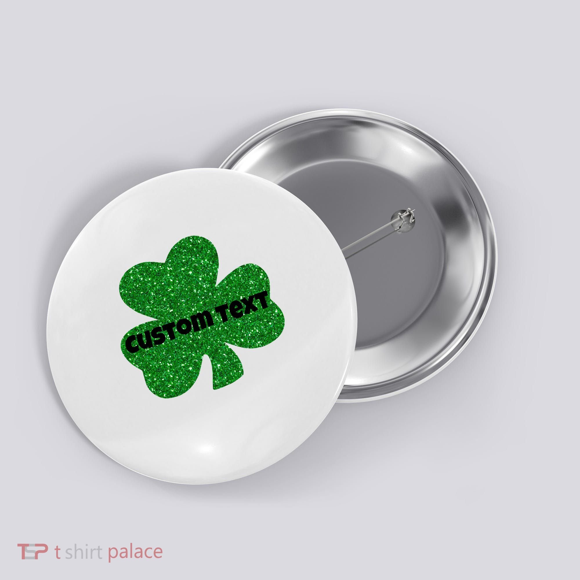 St. Patrick's Day Teacher Ms Mrs Personalized Name Green Glitter Button