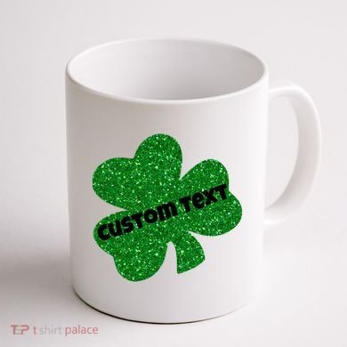 St. Patrick's Day Teacher Ms Mrs Personalized Name Green Glitter Coffee Mug back