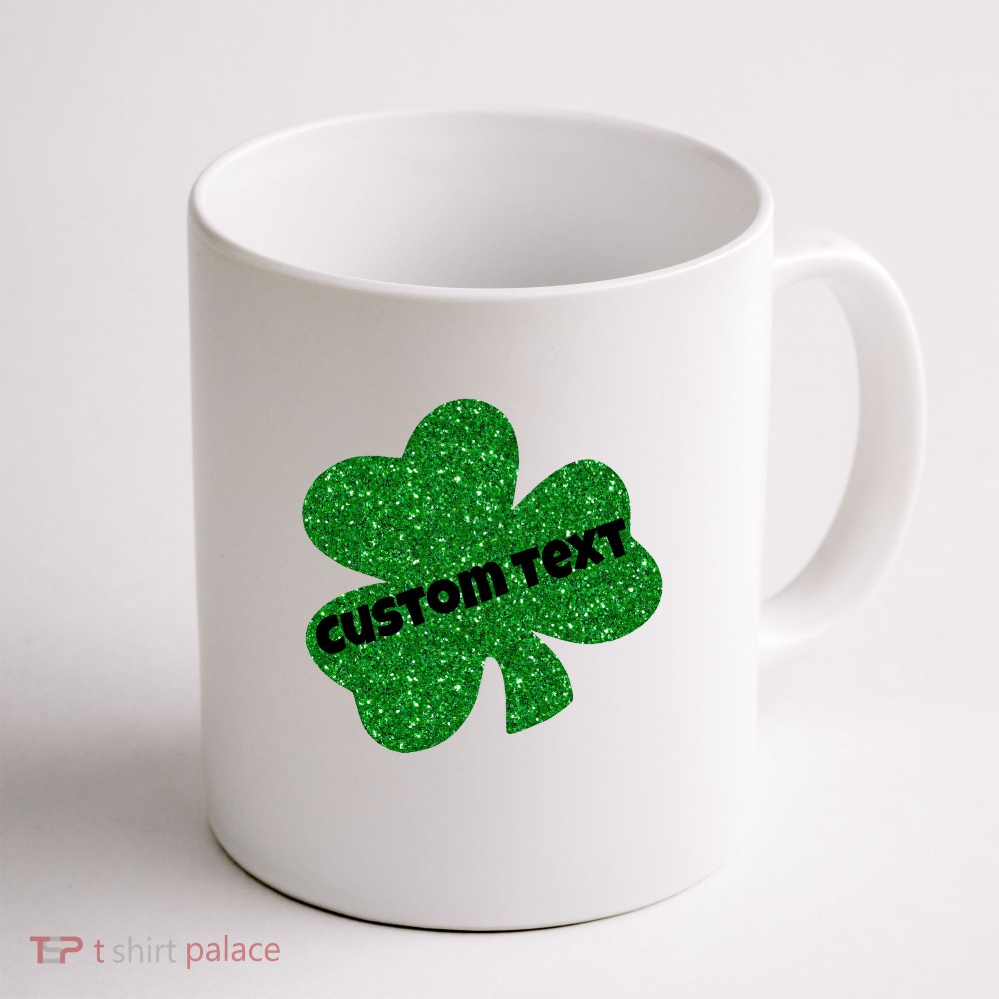 St. Patrick's Day Teacher Ms Mrs Personalized Name Green Glitter Coffee Mug