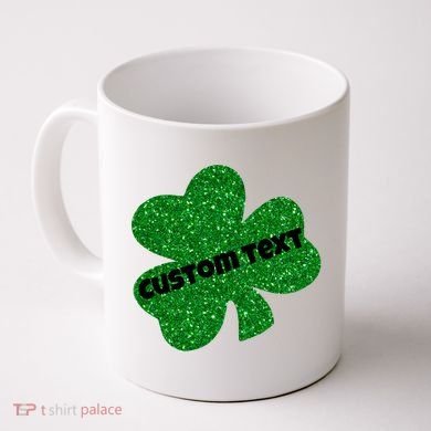 St. Patrick's Day Teacher Ms Mrs Personalized Name Green Glitter Coffee Mug