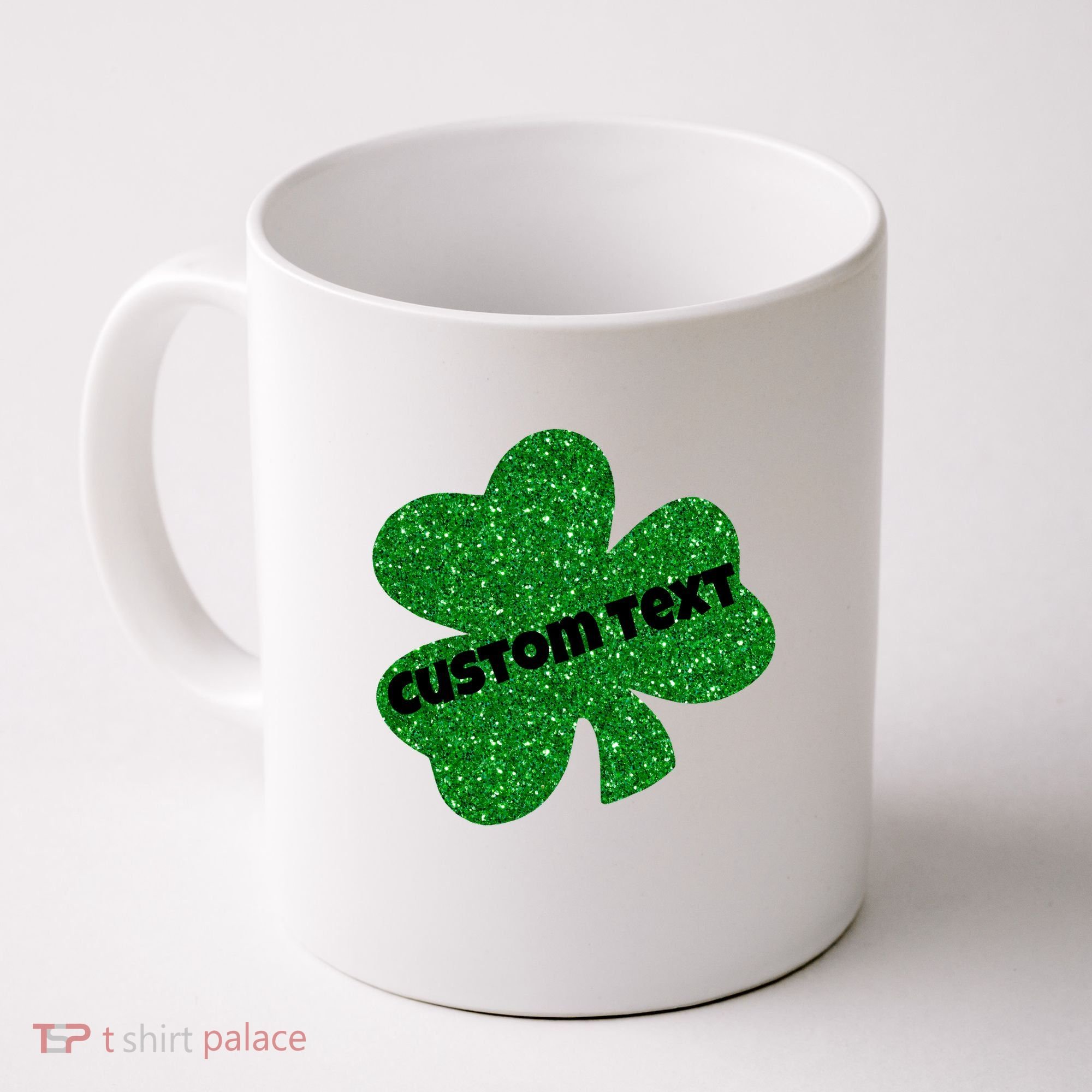 St. Patrick's Day Teacher Ms Mrs Personalized Name Green Glitter Coffee Mug