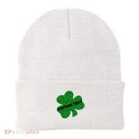 St. Patrick's Day Teacher Ms Mrs Personalized Name Green Glitter Beanie thumb 0