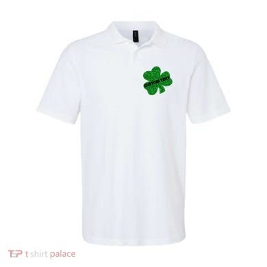 St. Patrick's Day Teacher Ms Mrs Personalized Name Green Glitter Polo