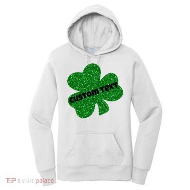 St. Patrick's Day Teacher Ms Mrs Personalized Name Green Glitter Women's Hoodie