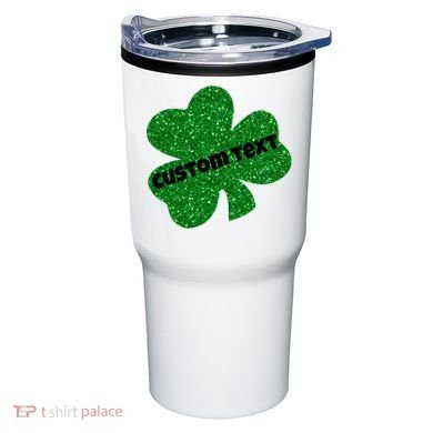St. Patrick's Day Teacher Ms Mrs Personalized Name Green Glitter Tumbler