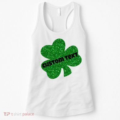 St. Patrick's Day Teacher Ms Mrs Personalized Name Green Glitter Women's Tank Top