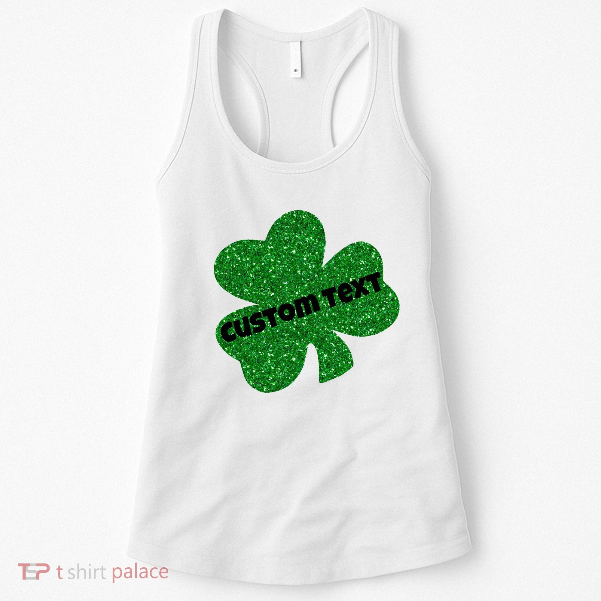 St. Patrick's Day Teacher Ms Mrs Personalized Name Green Glitter Women's Tank Top