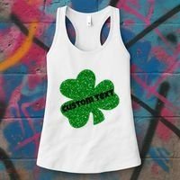 St. Patrick's Day Teacher Ms Mrs Personalized Name Green Glitter Women's Tank Top thumb 3