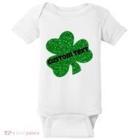 St. Patrick's Day Teacher Ms Mrs Personalized Name Green Glitter Baby Bodysuit thumb 0