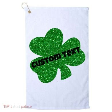 St. Patrick's Day Teacher Ms Mrs Personalized Name Green Glitter Golf Towel