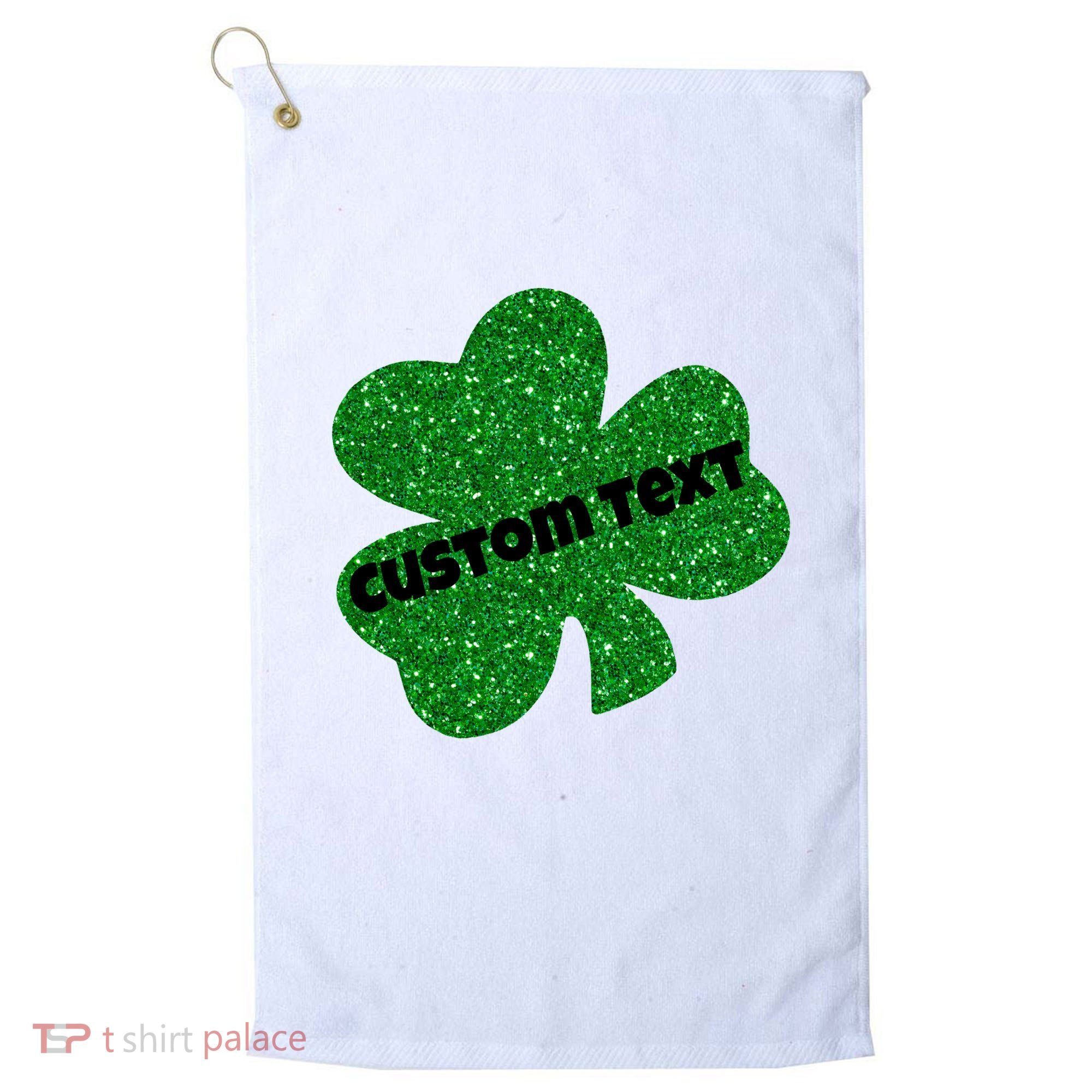 St. Patrick's Day Teacher Ms Mrs Personalized Name Green Glitter Golf Towel