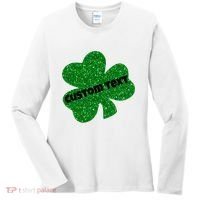 St. Patrick's Day Teacher Ms Mrs Personalized Name Green Glitter Women's Long Sleeve Shirt thumb 0