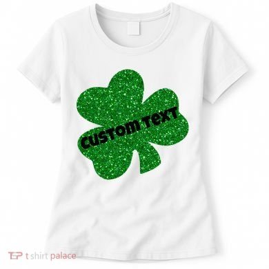 St. Patrick's Day Teacher Ms Mrs Personalized Name Green Glitter Women's T-Shirt