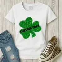St. Patrick's Day Teacher Ms Mrs Personalized Name Green Glitter Women's T-Shirt thumb 3