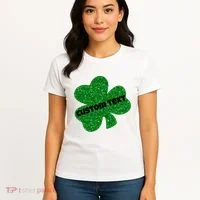 St. Patrick's Day Teacher Ms Mrs Personalized Name Green Glitter Women's T-Shirt thumb 4