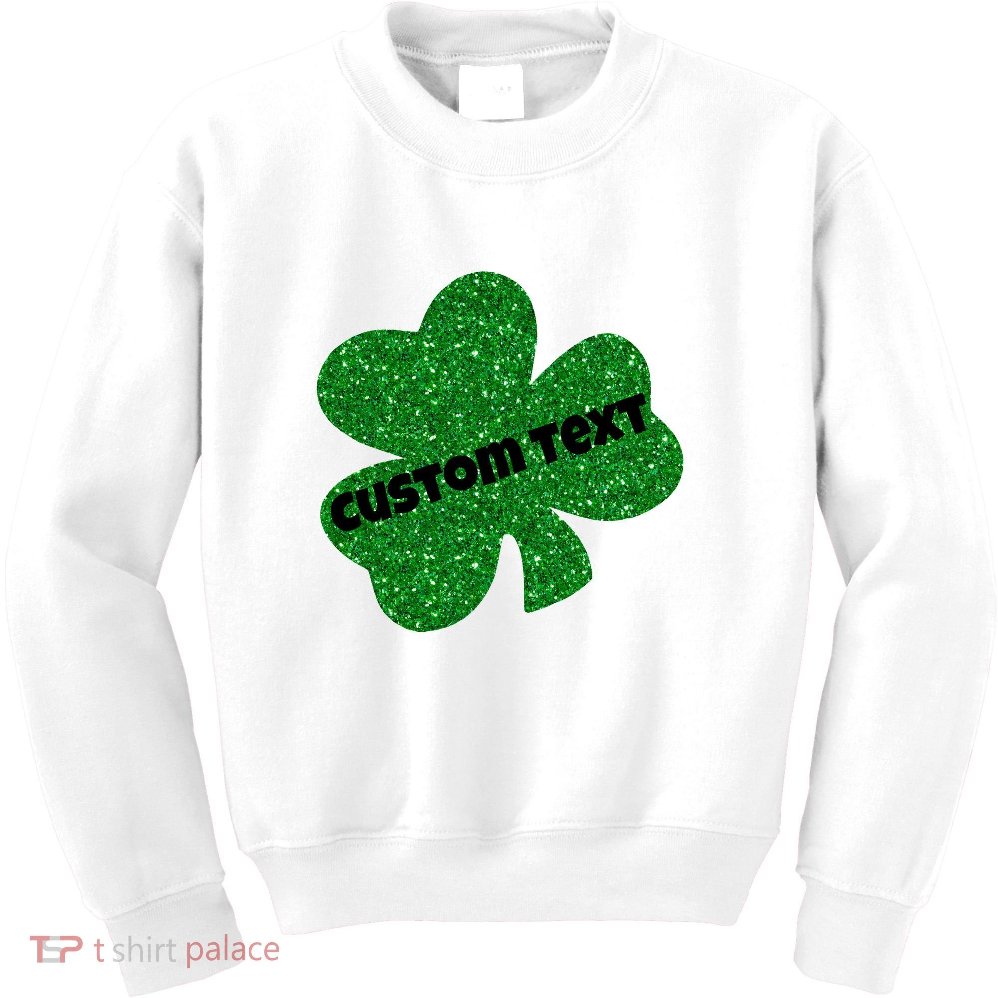 St. Patrick's Day Teacher Ms Mrs Personalized Name Green Glitter Kids Sweatshirt