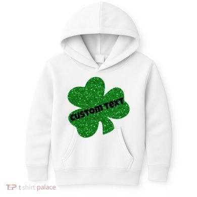 St. Patrick's Day Teacher Ms Mrs Personalized Name Green Glitter Kids Hoodie