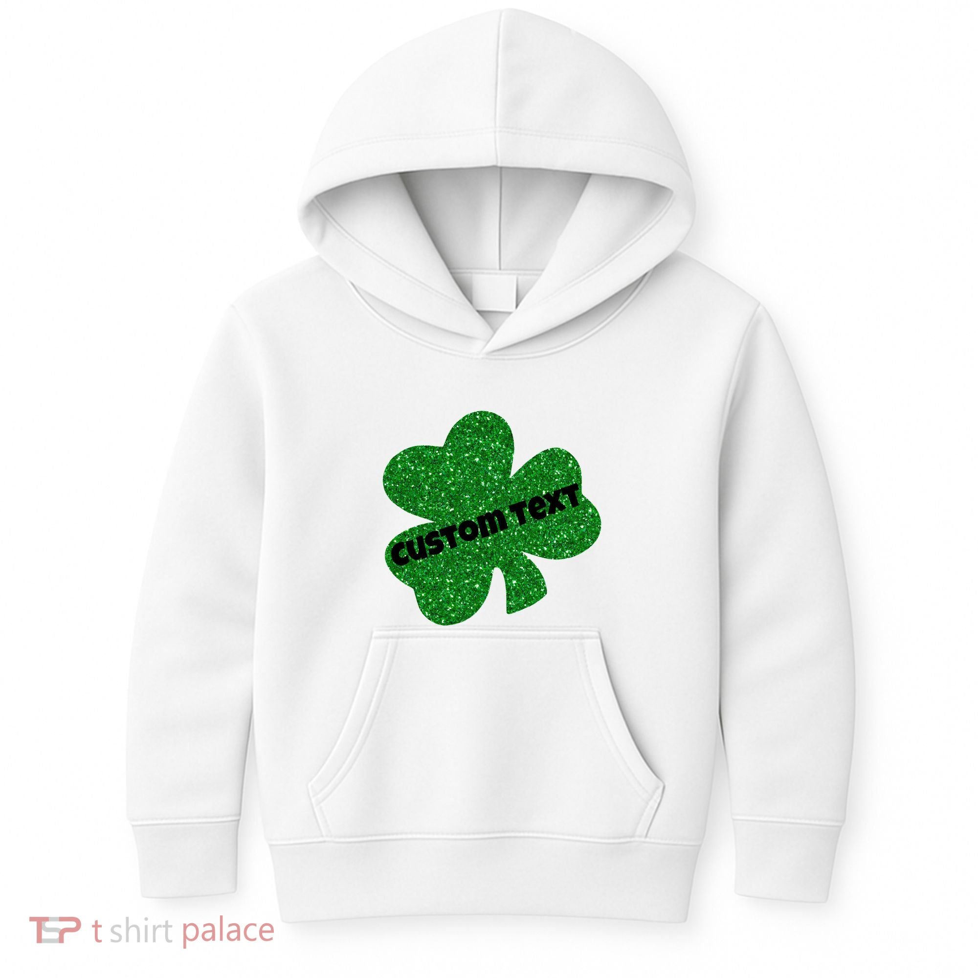 St. Patrick's Day Teacher Ms Mrs Personalized Name Green Glitter Kids Hoodie