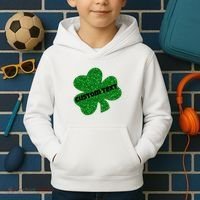 St. Patrick's Day Teacher Ms Mrs Personalized Name Green Glitter Kids Hoodie thumb 2
