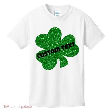 St. Patrick's Day Teacher Ms Mrs Personalized Name Green Glitter Kids T-Shirt