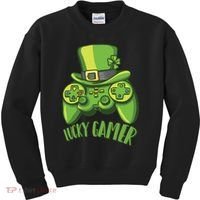  St Patricks Day Lucky Gamer Kids Sweatshirt thumb 0