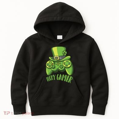  St Patricks Day Lucky Gamer Kids Hoodie