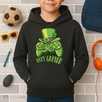  St Patricks Day Lucky Gamer Kids Hoodie thumb 2