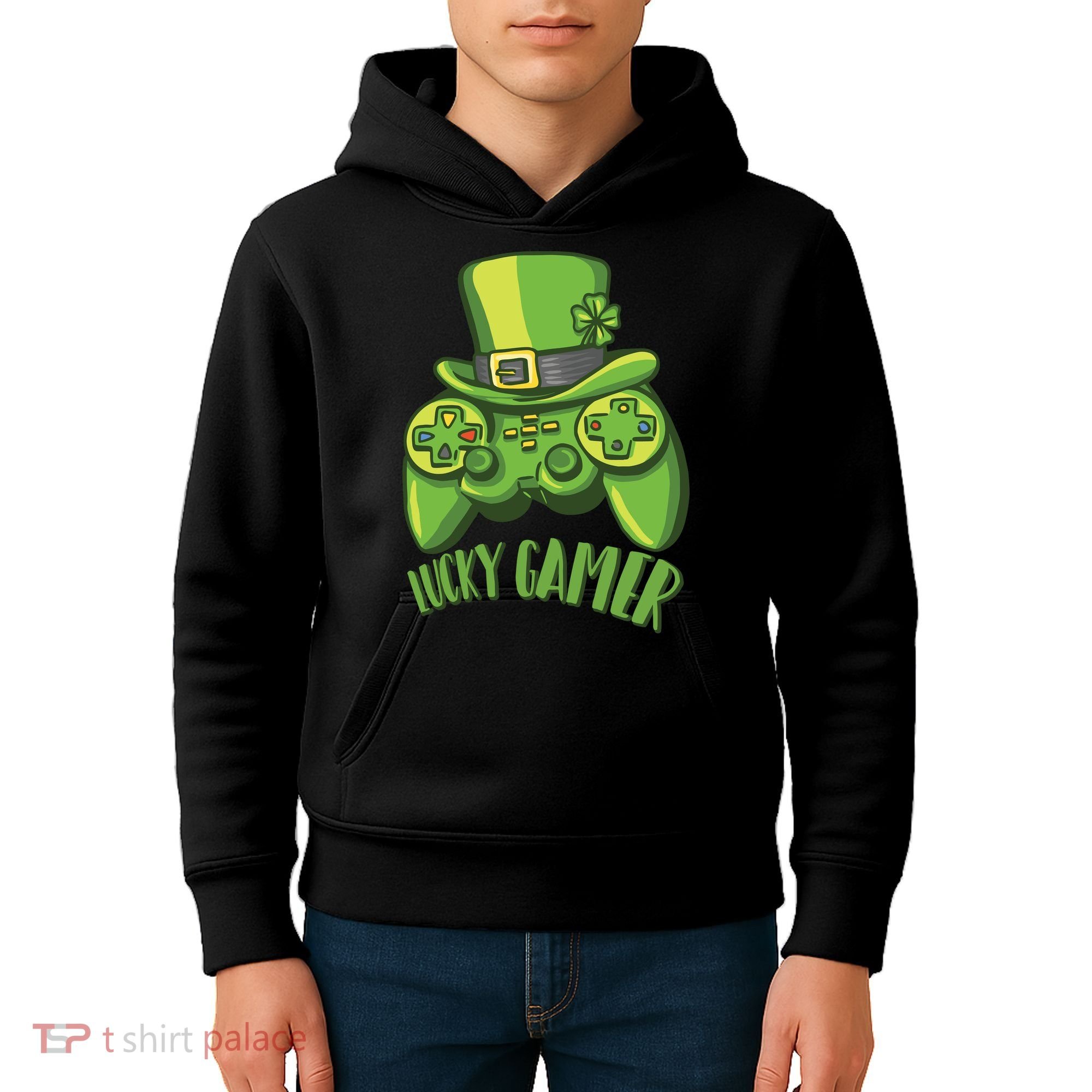  St Patricks Day Lucky Gamer Kids Hoodie