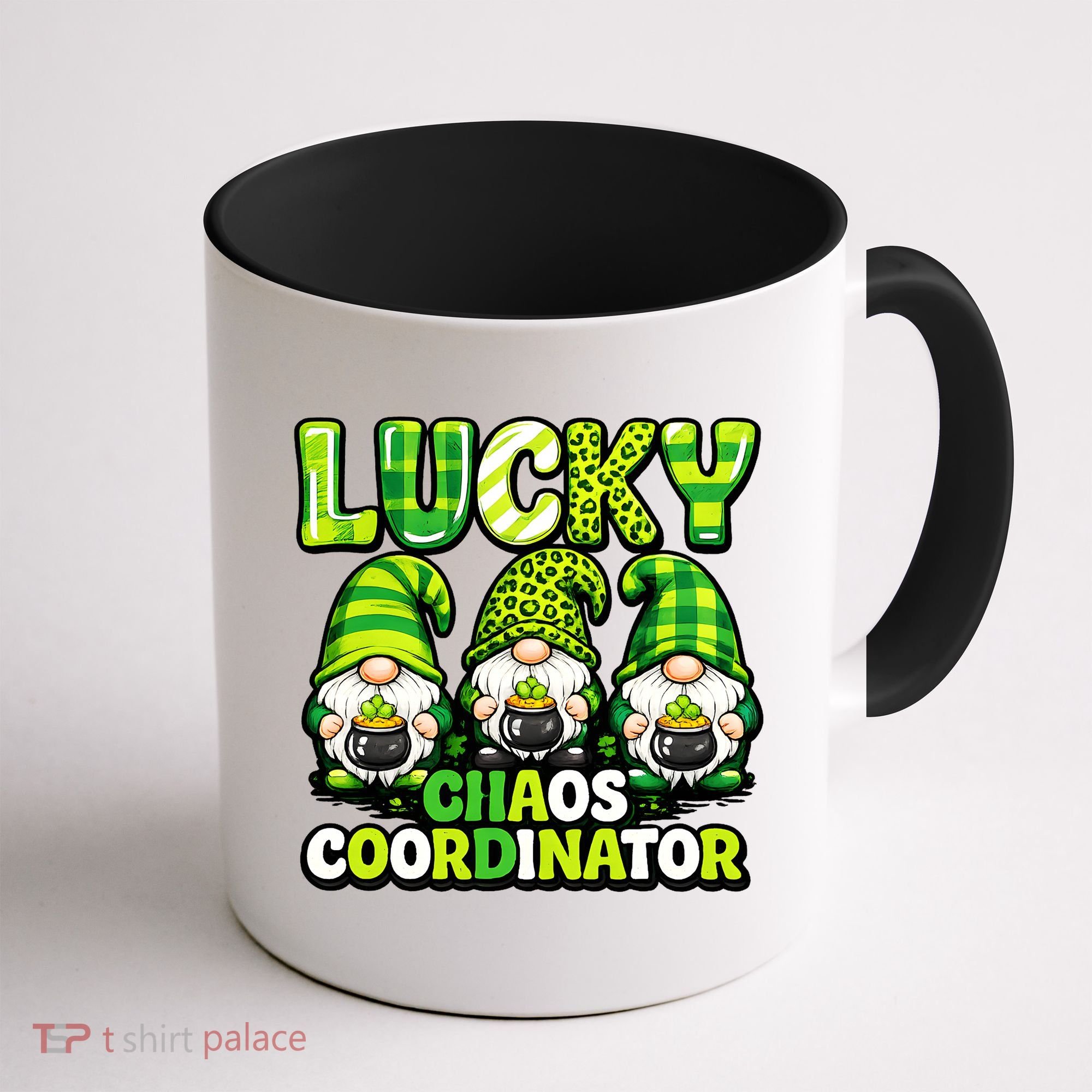 St Patrick's Day Lucky Chaos Coordonator Shamrock Irish Gnomes Coffee Mug