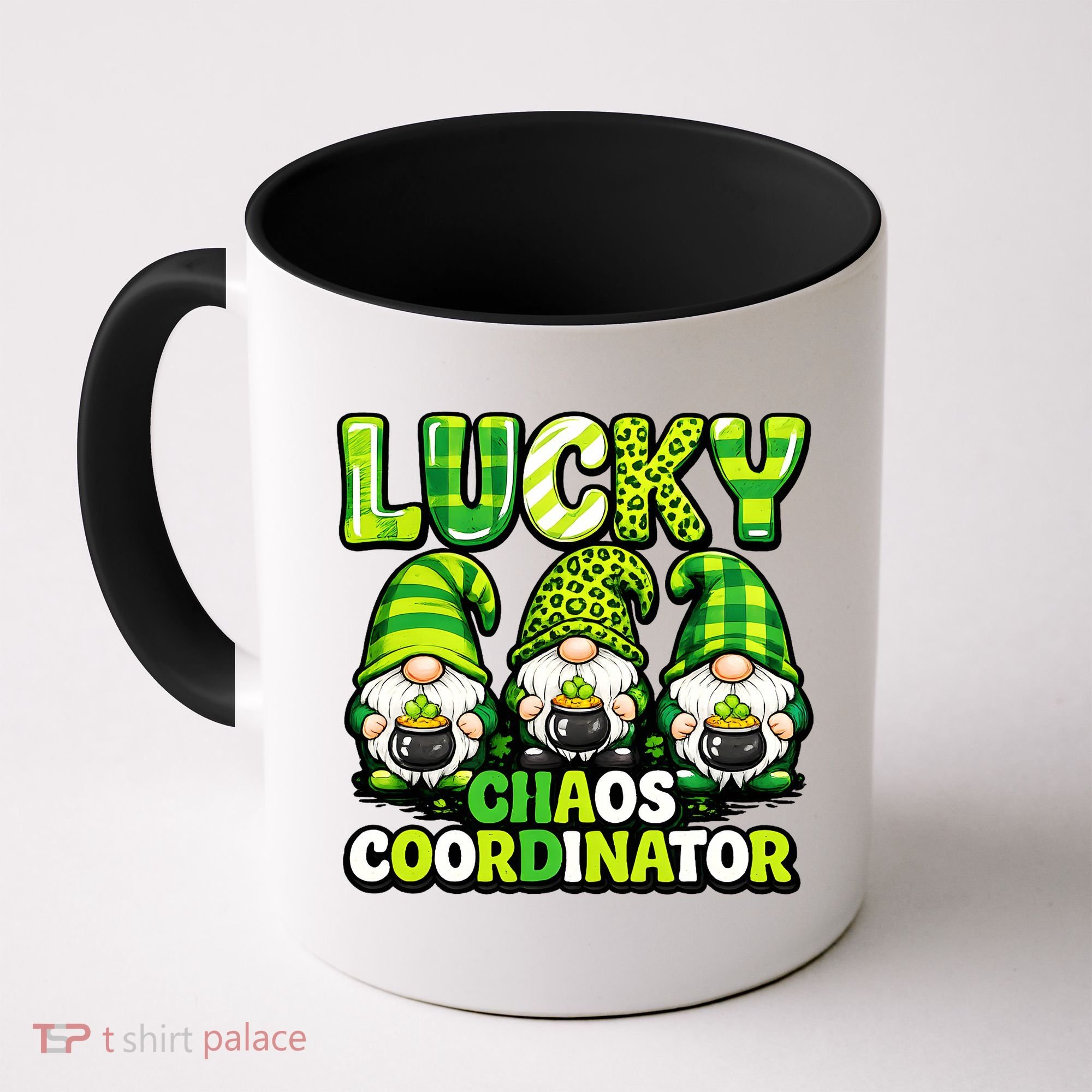 St Patrick's Day Lucky Chaos Coordonator Shamrock Irish Gnomes Coffee Mug
