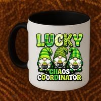 St Patrick's Day Lucky Chaos Coordonator Shamrock Irish Gnomes Coffee Mug thumb 2